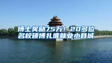 博士奖励75万！20多位名校硕博扎堆就业小县城