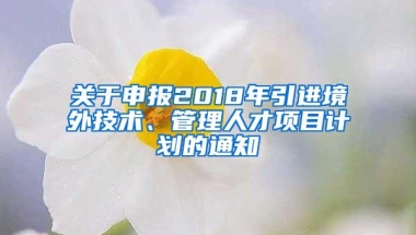 关于申报2018年引进境外技术、管理人才项目计划的通知