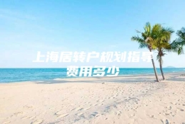 上海居转户规划指导费用多少