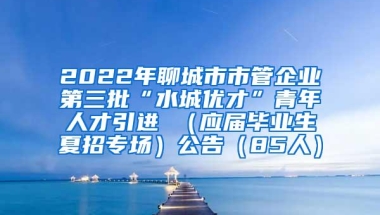 2022年聊城市市管企业第三批“水城优才”青年人才引进 （应届毕业生夏招专场）公告（85人）