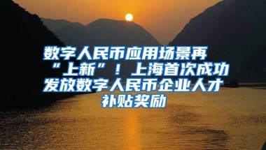 数字人民币应用场景再“上新”！上海首次成功发放数字人民币企业人才补贴奖励