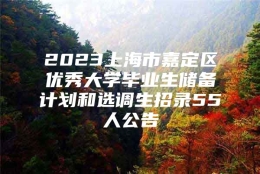 2023上海市嘉定区优秀大学毕业生储备计划和选调生招录55人公告