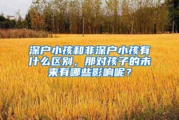 深户小孩和非深户小孩有什么区别，那对孩子的未来有哪些影响呢？