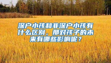 深户小孩和非深户小孩有什么区别，那对孩子的未来有哪些影响呢？