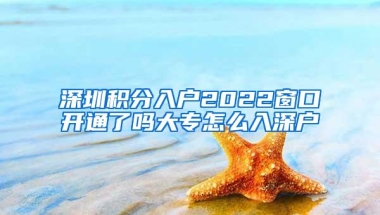 深圳积分入户2022窗口开通了吗大专怎么入深户