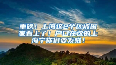 重磅！上海这2个区被国家看上了！户口在这的上海宁你们要发啦！