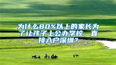 为什么80%以上的家长为了让孩子上公办学校，直接入户深圳？