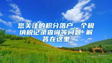 您关注的积分落户、个税纳税记录查询等问题 解答在这里