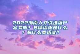 2022海南人才引进落户容易吗？具体流程是什么？有什么要求呢？