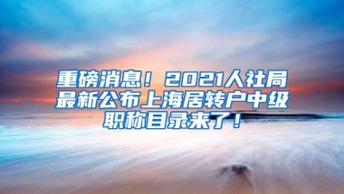 重磅消息！2021人社局最新公布上海居转户中级职称目录来了！