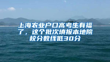 上海农业户口高考生有福了，这个批次填报本地院校分数线低30分