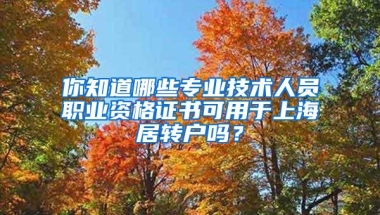 你知道哪些专业技术人员职业资格证书可用于上海居转户吗？