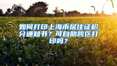 如何打印上海市居住证积分通知书？可自助跨区打印吗？