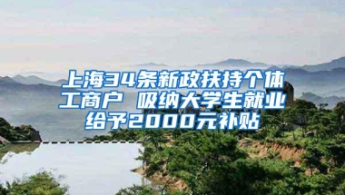 上海34条新政扶持个体工商户 吸纳大学生就业给予2000元补贴