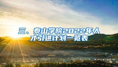 三、泰山学院2022年人才引进计划一览表