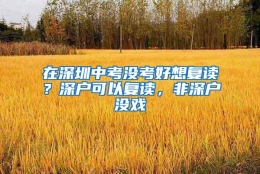 在深圳中考没考好想复读？深户可以复读，非深户没戏