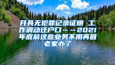 开具无犯罪记录证明 工作调动迁户口……2021年底前这些业务不用再回老家办了