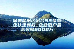 深圳盐田区出台55条惠企扶企新政 企业落户最高奖励6000万