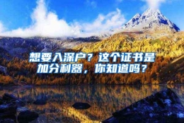 想要入深户？这个证书是加分利器，你知道吗？