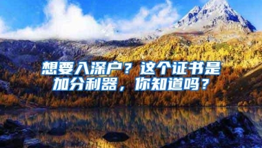 想要入深户？这个证书是加分利器，你知道吗？