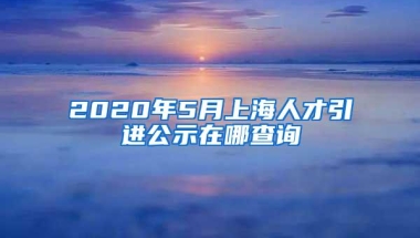 2020年5月上海人才引进公示在哪查询