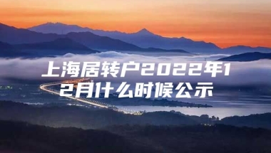 上海居转户2022年12月什么时候公示