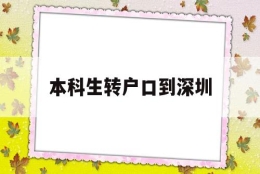 本科生转户口到深圳(本科生转户口到深圳流程)