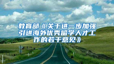 教育部《关于进一步加强引进海外优秀留学人才工作的若干意见》