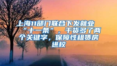 上海11部门联合下发就业“十一条”，干货多了两个关键字，保障性租赁房进校