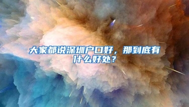 大家都说深圳户口好，那到底有什么好处？