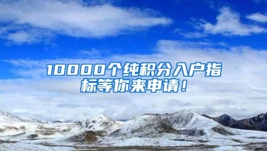 10000个纯积分入户指标等你来申请！