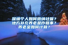 深圳个人如何缴纳社保？地方补充养老是咋回事？养老金如何计算？