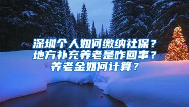 深圳个人如何缴纳社保？地方补充养老是咋回事？养老金如何计算？