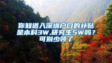 你知道入深圳户口的补贴是本科3W,研究生5W吗？可别少领了