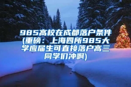 985高校在成都落户条件(重磅：上海四所985大学应届生可直接落户高三同学们冲啊)