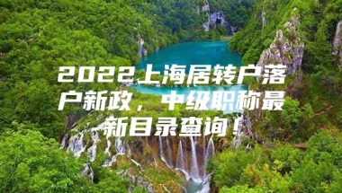 2022上海居转户落户新政，中级职称最新目录查询！