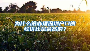 为什么说办理深圳户口的性价比是最高的？