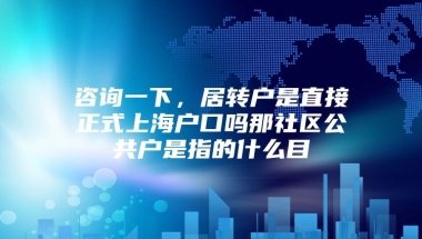 咨询一下，居转户是直接正式上海户口吗那社区公共户是指的什么目