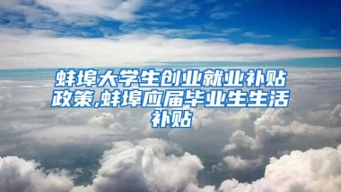 蚌埠大学生创业就业补贴政策,蚌埠应届毕业生生活补贴