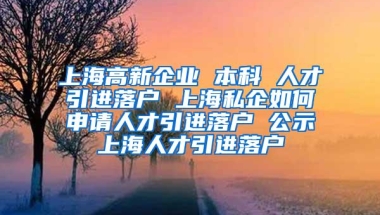 上海高新企业 本科 人才引进落户 上海私企如何申请人才引进落户 公示上海人才引进落户