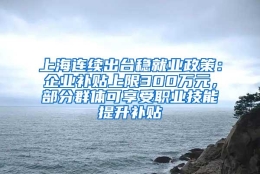 上海连续出台稳就业政策：企业补贴上限300万元，部分群体可享受职业技能提升补贴