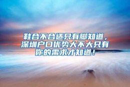 鞋合不合适只有脚知道，深圳户口优势大不大只有你的需求才知道！