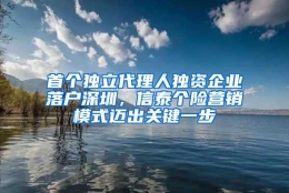 首个独立代理人独资企业落户深圳，信泰个险营销模式迈出关键一步