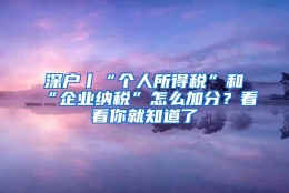 深户丨“个人所得税”和“企业纳税”怎么加分？看看你就知道了