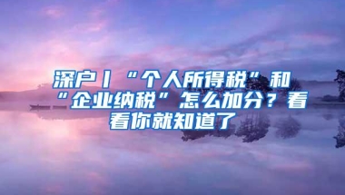 深户丨“个人所得税”和“企业纳税”怎么加分？看看你就知道了