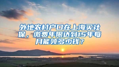 外地农村户口在上海买社保，缴费年限达到15年每月能领多少钱？