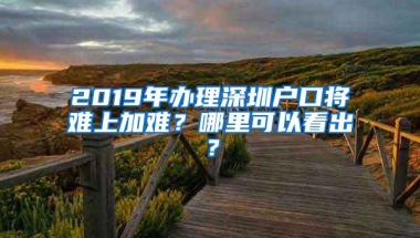 2019年办理深圳户口将难上加难？哪里可以看出？