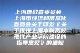 上海市教育委员会 上海市经济和信息化委员会关于印发《关于推进上海本科高校现代产业学院建设的指导意见》的通知