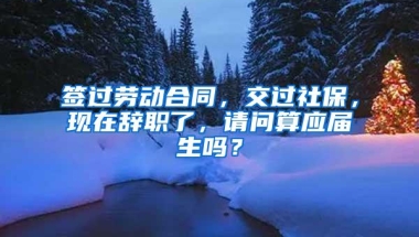 签过劳动合同，交过社保，现在辞职了，请问算应届生吗？