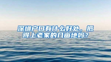 深圳户口有什么好处，抵得上老家的几亩地吗？